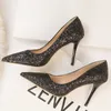 Elbise Ayakkabı Lüks Tasarımcılar Yüksek Topuklu Düğün Ayakkabı Şerit Pembe Siyah Gold Glitter Kadın Yüksek Topuk Seksi Ayakkabılar Saçlı Ayak Ayak Pompaları Kadınlar 12cm T220927