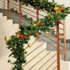 Kwiaty dekoracyjne 2pcs świąteczny girland zielony rattan wieniec dekoracje domowe przyjęcie sztuczny sztandar drzewa wiszący ornament
