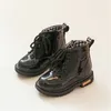 Buty Spring Autumn Patent skórzane dzieci chłopcy wodoodporne buty dla dzieci ciepłe pluszowe trampki dla malucha 221007