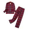 Kvinnors s￶mnkl￤der pyjamas plus size s-xxxl kl￤der damer flanell bomull hem slitage kostym h￶st vinter pl￤d tryck s￶mn toppar 221007