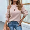 Tricots pour femmes Tees Chic CrissCross Neck Sweater Femmes Solid Casual Knit Pull à manches longues Automne Hiver Mode Korean Jumper 221007