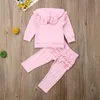 Ensembles de vêtements CANIS Automne Bébé Fille Survêtement Manches Longues Volants Solide Belle Chemise À Capuche Haut Pantalon Pantalon Outfit Vêtements Ensemble 0 24M 221007