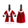 Julröd klänning vin flaska täcker jultomten vinflaskor väska ärmen god xams dekor middag nyår bord prydnad gåva