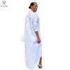 Casual Dresses Luxury Designer White Chiffon Shirt Long Elegant Young Fashion Full Sleeve Women Straight 221007