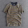 メンズTシャツ夏の新しい日本レトロ半袖Tシャツメンズファッションコットンスリムシンプルラウンドネックウォッシュ古いカジュアルトップT221006