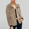 Women's Jackets Women's Winter Warm Teddy Jacket Women Long-sleeved Lapel Double-faced Fleece Casual Solid Color Coat Plus Size Clothes