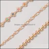 Link Chain Link Chain 3Pcs/Sets Bohemia Colorf Flowers Bracelets For Women Charming Gold Bead Alloy Metal Adjustable Jewelry Gift 3 Dhcen