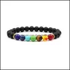 Brins de perles Bracelet en pierre naturelle Mode Colorf Bijoux Hommes Femmes Turquoise Roches Volcaniques Chakras Bracelets Perles De Yoga 5 45Ly Dhrle