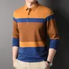 Men's Polos Polo Shirt for Men Long Sleeve Striped Autumn Multicolor Fashion Clothing Casual Male Korean Style Polo T Shirt 221006