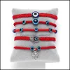 Braccialetti con ciondoli Bracciale intrecciato a mano Lucky Kabh Filo rosso Braccialetti Hamsa Blu Turco Malocchio Gioielli con ciondoli Fatima Pretty 4 D Dhx6K