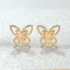 Boucles d'oreilles mignonnes femme cristal blanc pierre Vintage couleur argent mariage pour femmes luxe petit papillon