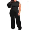 Pantalon plus taille Femme Street Suitts Sexy Off épaule One Sleve Raiper PlaySuit Rompers Long Manches Jumps Cuit xl -4xl