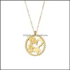 Pendant Necklaces Circle Clover Palm Horseshoe Pendant Necklace For Women Abundance Charm Jewelry Gold Sier Color Wish Card C Bdehome Dhhad