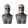 Máscaras de festa Halloween 3D Horror Reality Cabeça cheia Crânio Assustador Cosplay Látex Mandíbula móvel Capacete Esqueleto Decoração 221007