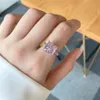 Bagues de bande de concepteur de diamant à haute teneur en carbone pour femmes S925 Bague en argent sterling Coupe de glace carrée en forme de coeur neige zircon proposition de mariage bague de fête top bijoux