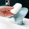 Soap Dishes 2PCS Leaf Shape Box Drain Dish Holder With Suction Cup Punch-free Shelf Toilet Bathroom Accessories