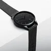 Wristwatches Fashionable Men's Watch Top Watches Quartz Clock Black Mesh Belt Ultra-Thin Stainless Steel Round