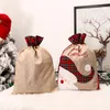 Lin Santa Sack Sac cadeau de Noël Sac fourre-tout à cordon rouge à carreaux Festival Décoration BBB16050