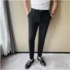 Abiti da uomo Abbigliamento di marca Coreano Estate Solid Drape Suit Pantaloni Uomo Simple Slim Fit Pantaloni da ufficio alla caviglia Abiti formali 36