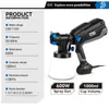 Spray Guns 600W/750W Electric Gun 4 Munstycksstorlekar 1000 ml/1200 ml HVLP Hushållsfärg ER -flödeskontroll Enkelt ut av prostormer 221007