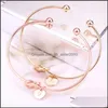 Bangle 26 Letter Rose Sier Gold Love Knot Bangle Bracelet Womens Jewelry Personality Round Pendant Chain 425 T2 Drop Delivery 2021 Bra Dhcb6