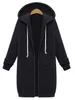 Felpe con cappuccio da donna Felpe una volta in autunno Casual Felpe lunghe da donna Felpa Cappotto Zip Up Capispalla Giacca con cappuccio Tasche invernali Taglie forti Capispalla Top 221007