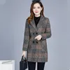 Kvinnors ull blandar uhytgf 5xl L￶s storlek Jacka Kvinnor Plaid Autumn Winter Woolen Coat Women Casual Female Coats Abrigos Mujer Invierno 334 221007