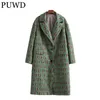 Dameswol Blends PUWD VINTAGE VROUWEN Loose Button V Hals Coat Spring Fashion Dames Green Pockets Casual Long Jackets Vrouw Chic Out -Weer 221007