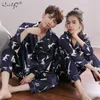 Liefhebbers voor heren slaapkleding Pyjamas paar Nacht Pijamas Silk Nightwear Korte mouw Top Pant's Men Paren Matching 221007