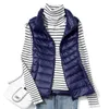 Gilets pour femmes Gilet léger en duvet pour femme, gilet court, coupe-vent, léger et chaud, sans manches, manteau en duvet de canard blanc 221007