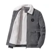 Giacche da uomo in pile invernale caldo spesso collo di pelliccia di moda cappotto di velluto a coste autunno outwear giacca casual militare 221006