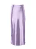 Casual Dresses Mnealways18 Solid Purple Satin Silk Skirt Women High Waisted Summer Long Elegant Ladies Office s Midi Spring 221007