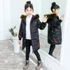 Down jas kinderjasje voor meisjes winter warme katoenen capuchon capuchon jassen Kid Parka Girl Long bovenkleding kleding 6 7 8 10 12 jaar 221007