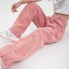 Jeans feminino Pink Woman's High Summer Summer Wide Leg Denim Trouser Baggy Streetwear Chic Design Ladies Vintage Straight Jean Pants 221007