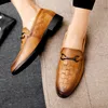 Geflochtene Brogue-Leder-Oxford-Schuhe im Vintage-Stil, alte Metallschnalle, spitze Zehenpartie, ein Steigbügel, Herrenmode, formelle Freizeitschuhe, verschiedene Größen 37–48