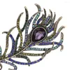 Broszki Art Deco Peacock Pióro Brakoka świetna moda biżuteria z wielokolorowymi kryształowymi kryształami dla kobiet
