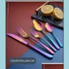 Flatware Sets 304 Stainless Steel Knife Fork Spoon Western Food Set Creative Family Restaurant Elegant Tableware Drop Delive Bdesybag Dh0Cq