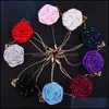 Handkerchiefs Vintage Mixed Fabric Rose Brooches Tassel Chain Men Suit Collar Brooch Broche Lapel Pin For Women Jewelry Accessories 4 Dh1Sb