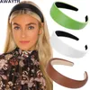 Headbands AWAYTR Solid Color Leather Hairbands Girls Headband non-slip Hair Hoops Wide Side Head Band Women Bezel Fashion Hair Accessories T221007