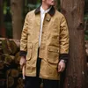 Men S trench codes Mabillage d'huile Long Abrètement imperméable Military Breaker Safari Veste de veste printemps Automne extérieur Vintage Vintage 221007