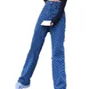 Jeans feminino Casual Argyle y2k mulher reta de cintura alta capris capris frold moda moda de jeans longa cal￧a de rua piquedalon femme 221007