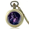 Montres de poche Vintage Starry Horse Pattern Quartz Watch Bronze Retro Men Femmes Pendants Collier Bijoux Cadeaux