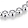 Link Chain Chains 925 Sterling Sier 8mm Round Ball Bead Armband Fashion Costume Women/Men smycken Drop Delivery 2021 Lulubaby Dhzxj