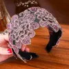 Pannband Levao Wide Hook Flower Hair Hoop Head Band för kvinnor Huvudbanor Spetsblommor Huvudband Hårband Girls Hair Bezel Accessories T221007