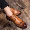Plain brogue oxford shoes carved punch men's lace up simple fashion formal casual shoes large sizes 38-47