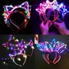 Inne imprezy imprezy 20pcs Glow Cat Bunny Ear Horn Fairband Dift Light Flower Garland Headband LED BROIDION Wedding Costume Halloween 221007