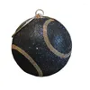 Duffel Bags Tennis Shaped Clutch Rhinestones Evening Purse Glitter Ball Handbag Shoulder Dinner Bag Street Sport Style