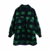 Women's Knits Tees Ladies Vintage Overshirts Oversized Plaid Jacket Women Coat Long Sleeve Loose Woolen Jacket Female Coats Outerwear Chic Tops 221007