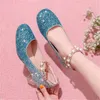 Flat Shoes Children Leather Breathable High Heels Princess Girls Dress Dance Party Crystal Baby Kids 02