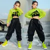 Dancewear Jazz Kostüm Hip Hop Mädchen Kleidung Grüne Tops Netz Ärmel Schwarze Hosen Für Kinder Leistung Moderne Tanzen Kleidung BL5311 221007